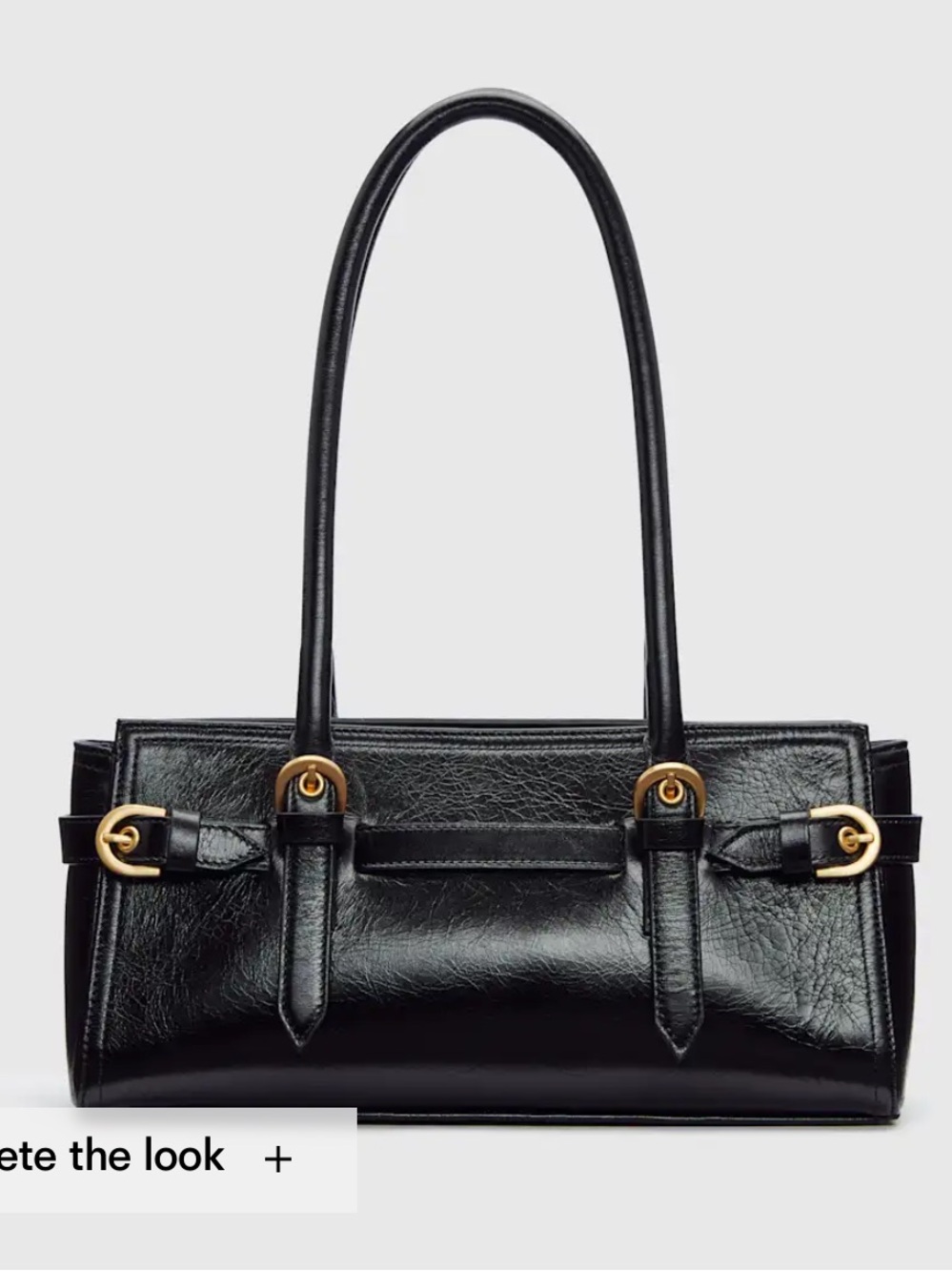 Reformation Black Leather Shoulder Bag with Gold Hardware